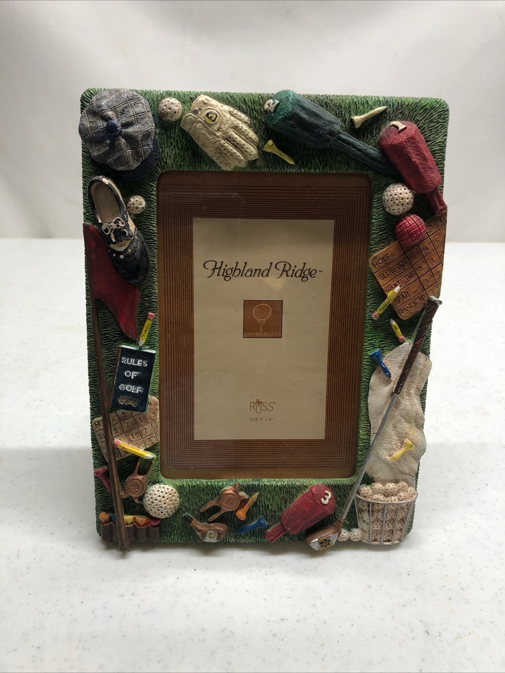 Russ Highland Ridge golf-themed picture frame, designed to hold a 4"x6"